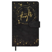 Ежедневник недат. А6+ 120л., кож.зам., тв.пер. "Тиволи глосс черный" тиснен., ляссе, магнит