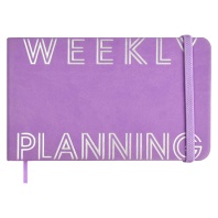 Еженедельник недат. А6  80л., тв.пер., кожзам "Виннер сиреневый" тиснен., ляссе, резинка