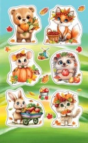 Наклейки детские 15*9см  "Звери в осени"