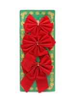 Набор ёлочных бантов  3шт, 13см "Красные банты" текстиль