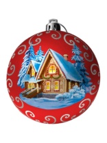 Ёлочный шар  8 см "Сказочный дом" стекло