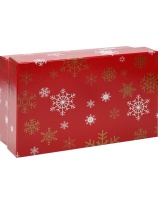 Коробка подарочная "Новогодние снежинки на красном" 19*12*7,5см