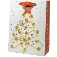 Пакет подар. бум. новогодн. 26*32*10см 210гр/м  "Подарки" 4 дизайна, глиттер, 1 дизайн в упаковке