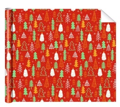 Бумага упаковочная 70*100см "Елки" красный