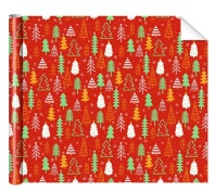 Бумага упаковочная 70*100см "Елки" красный