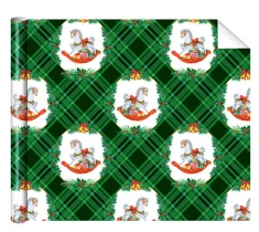 Бумага упаковочная 70*100см "Конек" зеленый фон