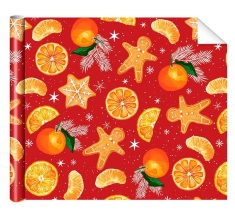 Бумага упаковочная 70*100см "Мандарины/апельсины"