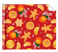 Бумага упаковочная 70*100см "Мандарины/апельсины"