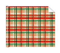 Бумага упаковочная крафт 70*100см "Клетка" красный/зеленый