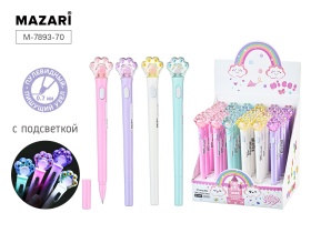 Ручка шар. "Лапки" с подсветкой, синяя, 0,7мм