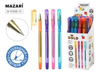 Ручка шар. MAZARI "Gold" синяя, пулевидн.након., 0,5мм, корпус ассорти, смен.стерж. 140мм