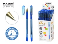 Ручка шар. MAZARI "Gold" синяя, пулевидн.након., 0,5мм, смен.стерж. 140мм