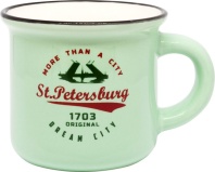 Кружка сувенирная  50мл, СПб. Мосты, зеленая