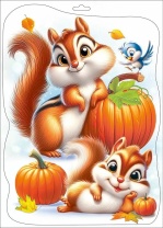 Наклейки оформительские 33*23см "Бурундуки с тыквами"