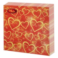 Салфетка  Gold decor "Золотые сердечки" 33*33см, 20 шт., 3-х слойная