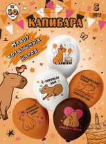 Набор шаров с рисунком 12" С ДР! Капибара  5шт/уп