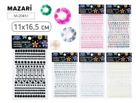 Стразы клеевые "Ассорти" пластиковые, 11*16,5см, 6 диз.