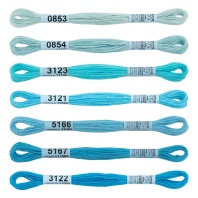 Набор ниток мулине "Gamma" 100% хлопок, 8м , СПЕКТР лазурь, 7 шт