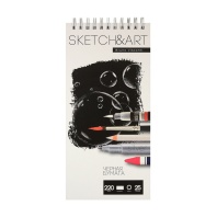 Скетчбук 105*220мм  25л., гребень, 220гр/м2, "SKETCHBOOK Sketch&Art" черная, тв.обложка