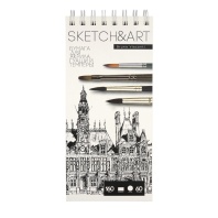 Скетчбук 105*220мм  60л., гребень, 160гр/м2, "SKETCHBOOK Sketch&Art" тв.обложка