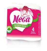 Бумага туалетная НЕГА 2-х сл. Стандарт, 4 шт., белая