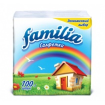Салфетки бумажные 100л.  24х24 FAMILIA белые