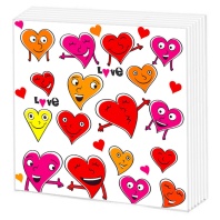 Салфетки бумажные 75л. белые в коробке Сердечки