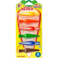 Мелки восковые ЛУЧ Кроха  6цв, фигурные "Морковки"