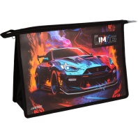 Папка д/тетрад. А4 (330*230*100) молния сверху, пластик "Speed Zone" тиснение сер.фольгой