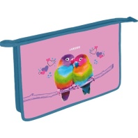 Папка д/тетрад. А4 (337*243*50) молния сверху, пластик "Lovebirds" конгр.тиснение