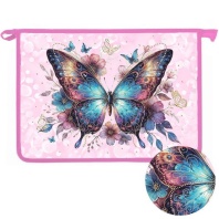 Папка д/тетрад. А4 (340*240*40) молния сверху, пластик, фольга "Изящная бабочка" диз. с двух сторон