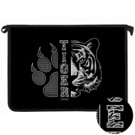 Папка д/тетрад. А4 (340*240*40) молния сверху, пластик, фольга "Свирепый тигр" диз. с двух сторон