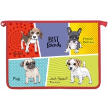 Папка д/тетрад. А4 (340*240*45) молния сверху, пластик "Щенячий комикс" диз. с двух сторон