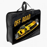 Папка А4 (340*245*75) с ручками, молния, пластик "Спорткар жёлтый"