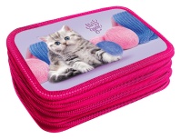 Пенал 3 отд. (205*125*55) молния, лам.картон "Котенок с клубком"