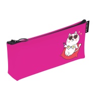 Пенал-косметичка (190*75*35) молния, силикон "Приколы. Фуксия"