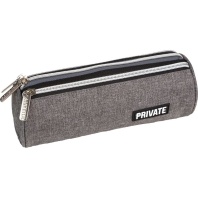 Пенал-косметичка (220*80*80) молния, ткань " Private", 3 отд., серый, на 70пр.