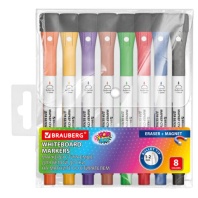 Маркеры на магните со стирателем для белой доски и планера, 8 ЦВЕТОВ, BRAUBERG POP-ART, 1-2 мм, 152567 Маркеры на магните со стирателем для белой доски и планера, 8 ЦВЕТОВ, BRAUBERG POP-ART, 1-2 мм, 152567