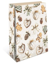 Пакет подар. бум. новогодн. 26*32*12см 157гр/м Прянички