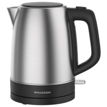 Чайник электрический BRASSON KT-040, 1,7л, 2200 Вт, индикатор уровня воды, сталь, черный, 455192