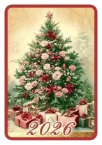 Календарь карманный на 2026 год "Ретро" ёлочка в розах Календарь карманный на 2026 год "Ретро" ёлочка в розах