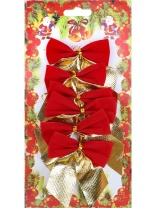 Набор ёлочных бантов  6шт, 8см "Роскошь" текстиль