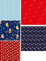 Бумага упаковочная 70*100см  "Лошадки" Символ года, ассорти, 5 дизайнов