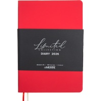 Ежедневник дат. 2026г А5 deVENTE Nobile 336стр.,красный, мягк. обл., кожзам, ляссе