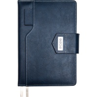 Ежедневник дат. 2026г А5 deVENTE Prestige 336стр.,синий, тв.обложка, кожзам, ляссе, карман