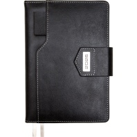 Ежедневник дат. 2026г А5 deVENTE Prestige 336стр.,черный, тв.обложка, кожзам, ляссе, карман