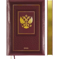 Ежедневник дат. 2026г А5 deVENTE Symbol 336стр.,бордовый, тв.обложка, кожзам, золотой срез