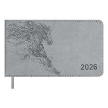 Планинг дат. 2026г 150*87мм 64л., кожзам., мягк.пер. "Виннер серый" ляссе