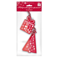 Набор подвесных ярлыков 12 шт. "Новогодние. Красный" картон, фигурн.выруб., тисн.фольгой
