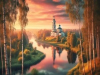 Холст с красками 30х40 см по номерам в коробке (30цв.) Тихие зори (арт. ХК-5229)|РЫ|ХК-5229